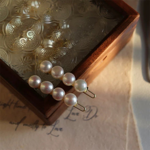 Classic Five-Pearl Hair Barrette Clip